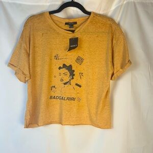 ✨5/15 NWT Forever 21 Rihanna Crop Top Tee size L Mustard Yellow